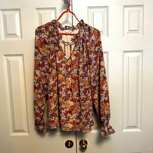 Entro floral tie front blouse size L